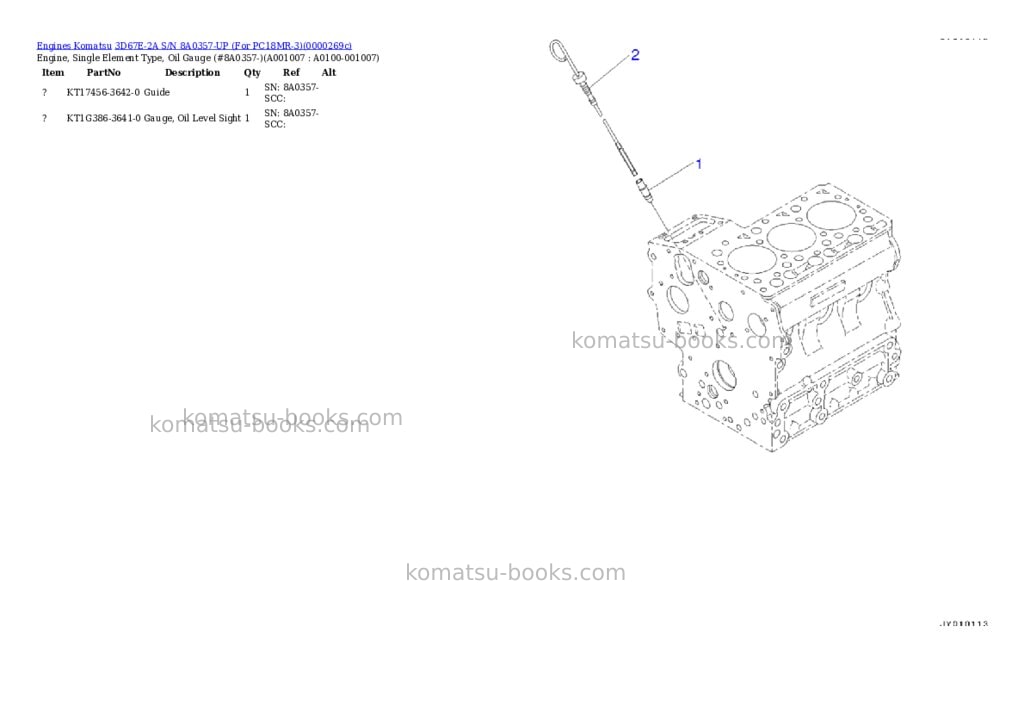 Komatsu 3d67e-2a s/n 8a0357-up for pc18mr-3 Parts catalog cover Page 6