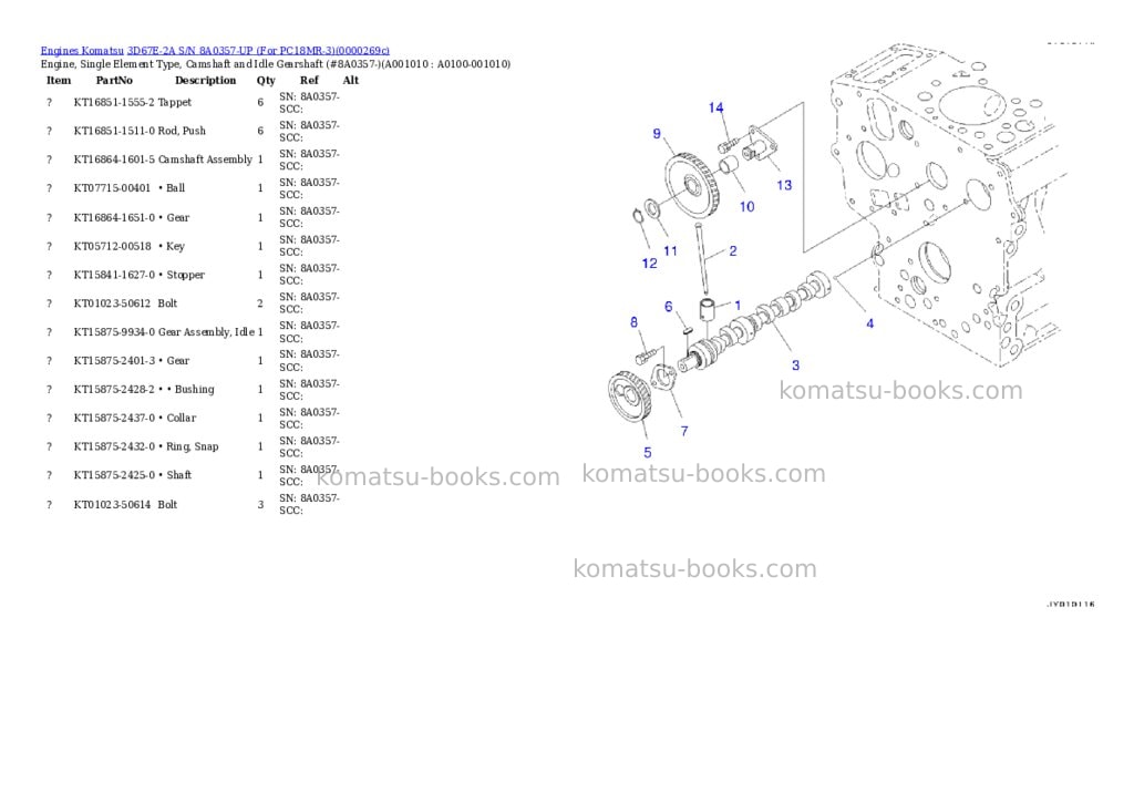 Komatsu 3d67e-2a s/n 8a0357-up for pc18mr-3 Parts catalog cover Page 9