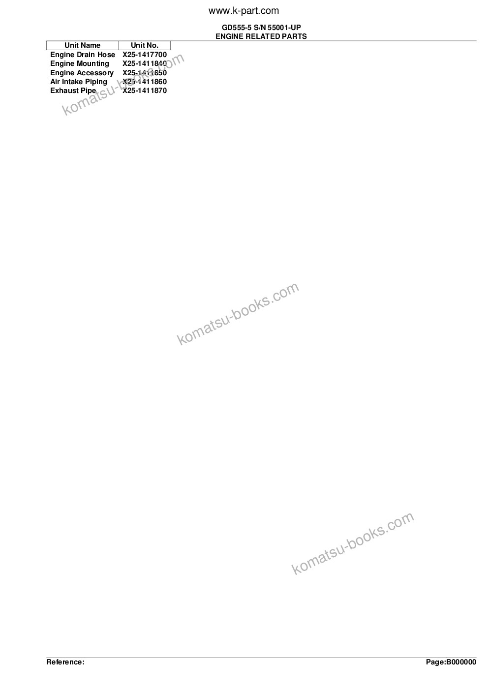 Komatsu gd555-5 s/n 55001-up Parts catalog cover Page 2