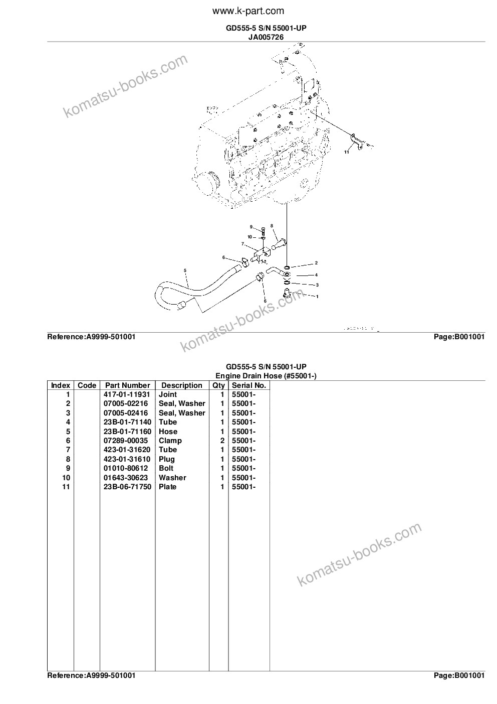 Komatsu gd555-5 s/n 55001-up Parts catalog cover Page 4