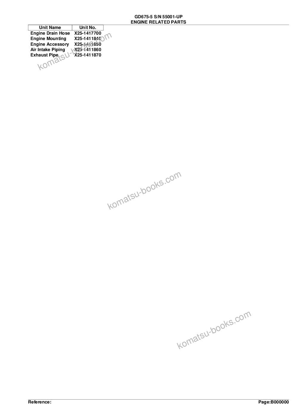 Komatsu gd675-5 s/n 55001-up Parts catalog cover Page 2