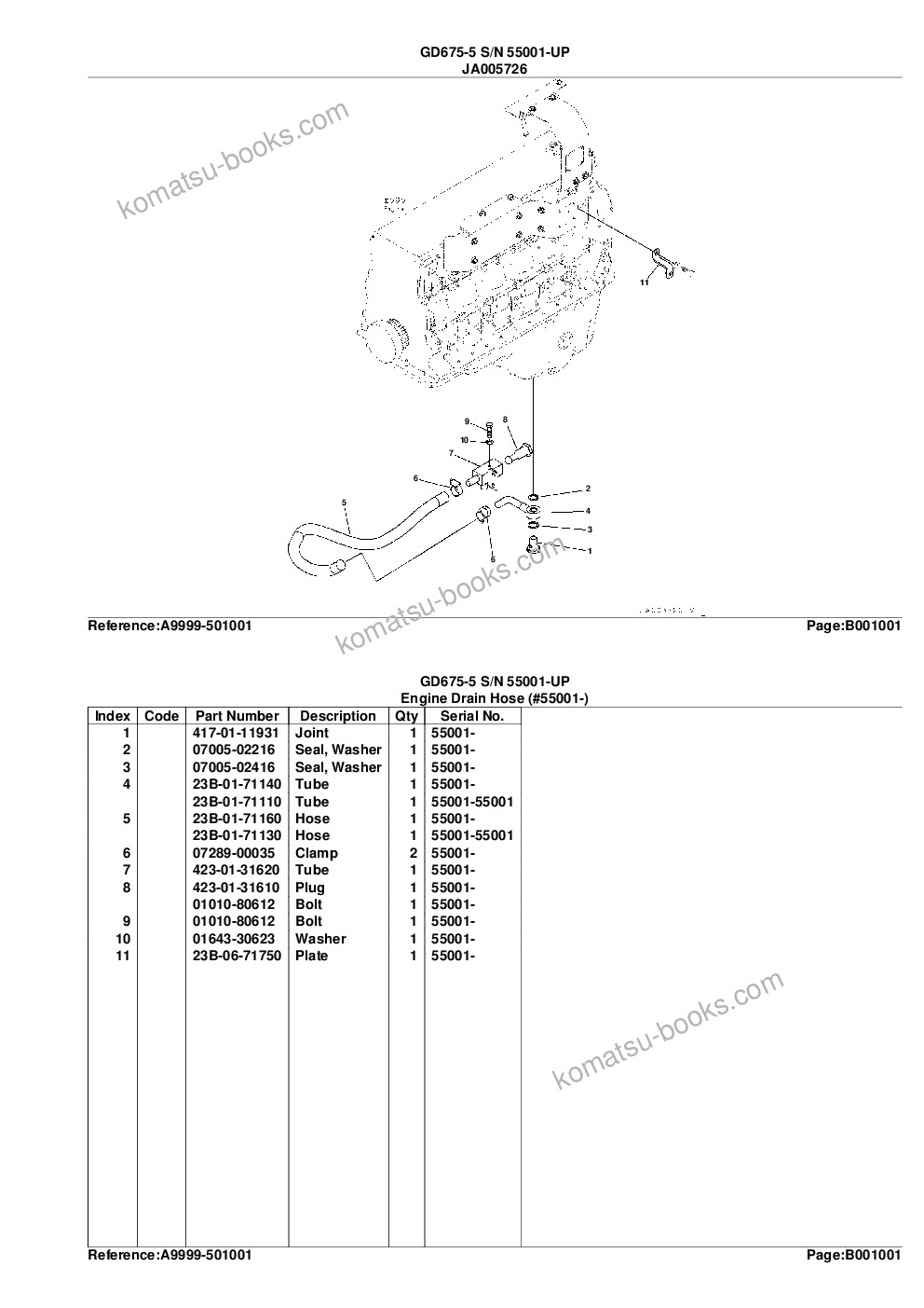 Komatsu gd675-5 s/n 55001-up Parts catalog cover Page 4