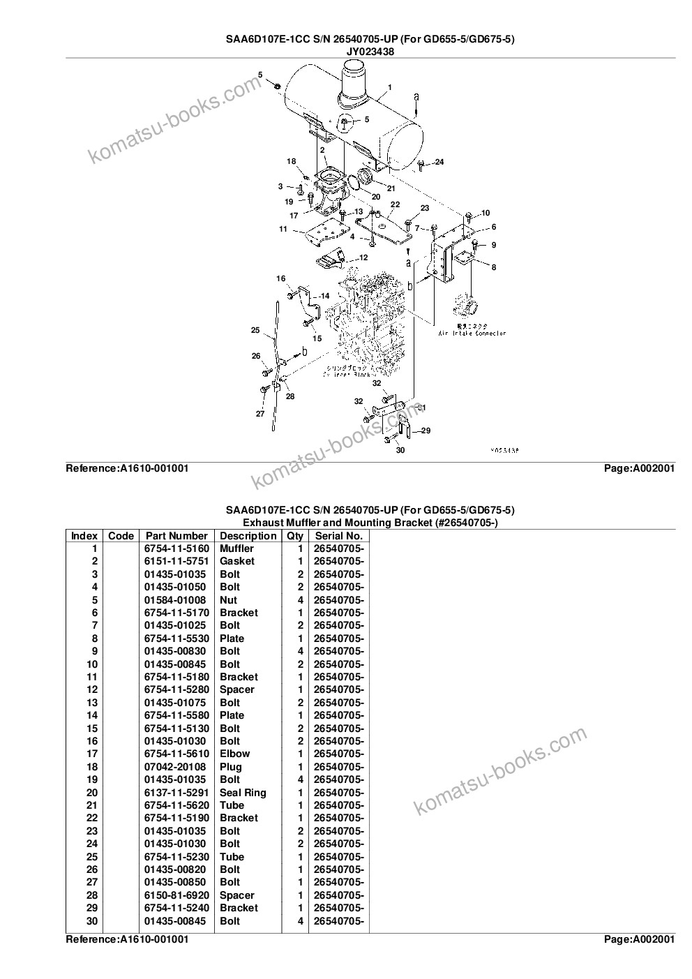 Komatsu saa6d107e-1cc s/n 26540705-up for gd655-5/gd675-5 Parts catalog cover Page 6 Komatsu saa6d107e-1cc s/n 26540705-up for gd655-5/gd675-5 Parts catalog cover Page 6