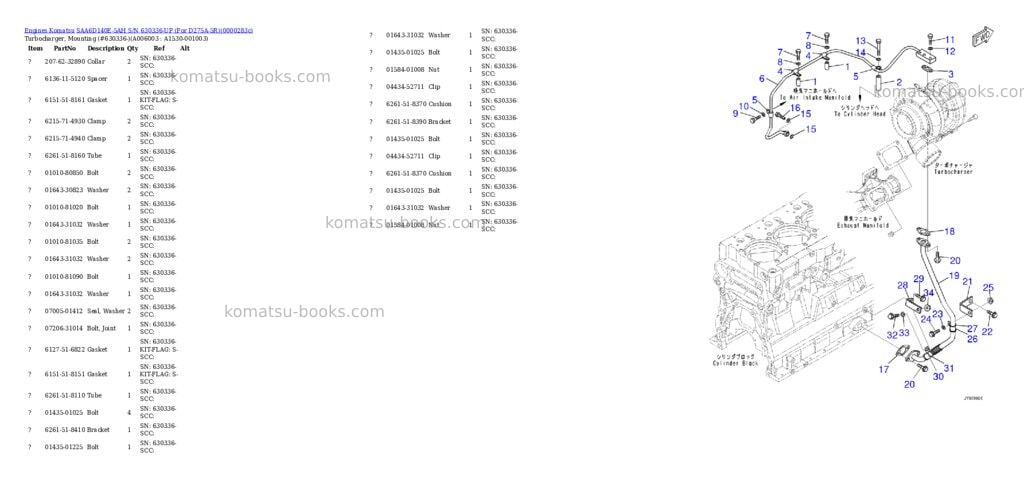 Komatsu saa6d140e-5ah s/n 630336-up for d275a-5r Parts catalog cover Page 7
