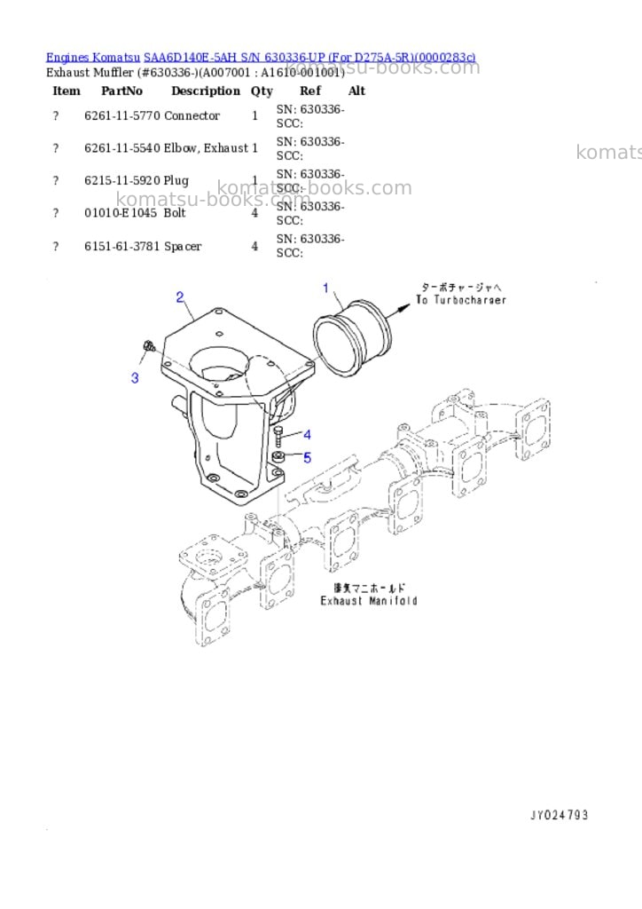 Komatsu saa6d140e-5ah s/n 630336-up for d275a-5r Parts catalog cover Page 9