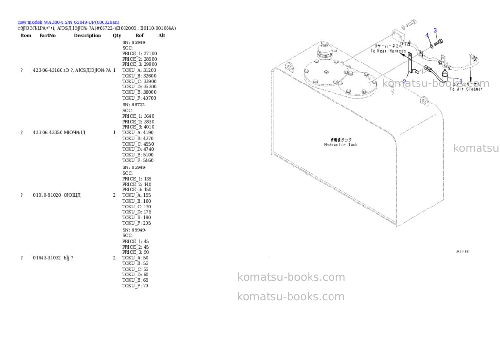 Komatsu WA380-6 S/N 65949-UP Parts catalog cover Page 6 Komatsu WA380-6 S/N 65949-UP Parts catalog cover Page 6