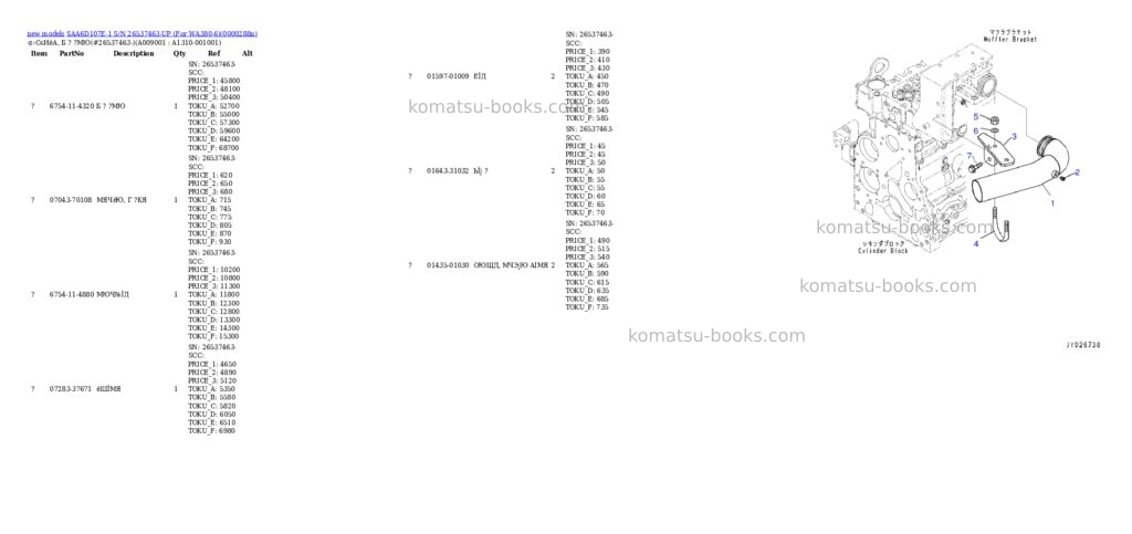 Komatsu SAA6D107E-1 S/N 26537463-UP (For WA380-6) Parts catalog cover Page 10