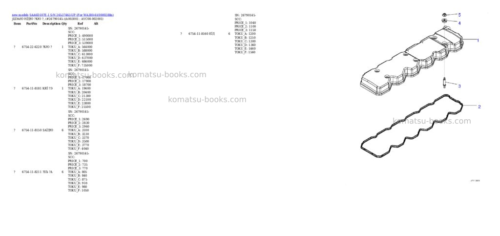 Komatsu SAA6D107E-1 S/N 26537463-UP (For WA380-6) Parts catalog cover Page 4