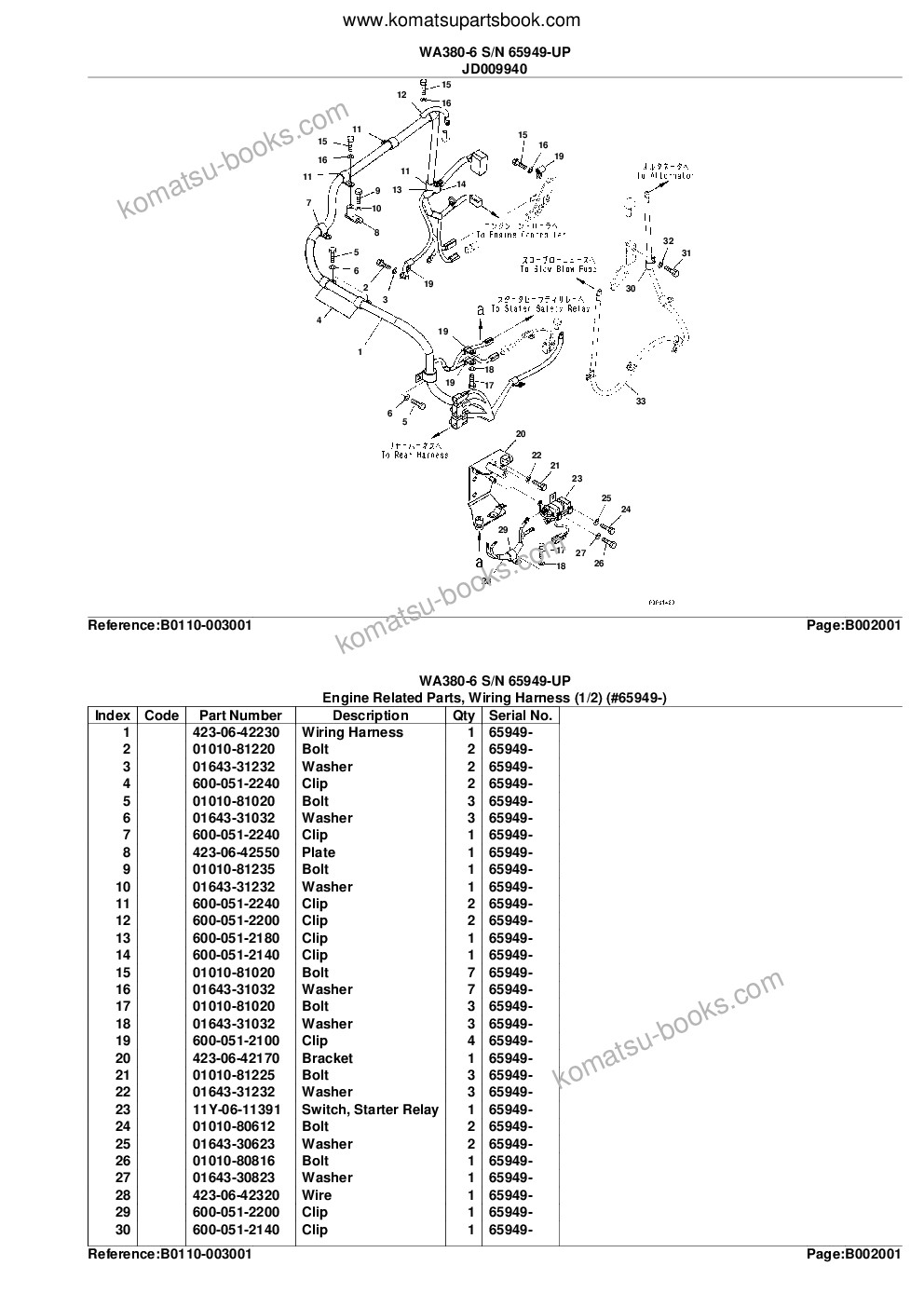 Komatsu wa380-6 s/n 65949-up eu standard machine Catalogue de pièces couverture Page 6