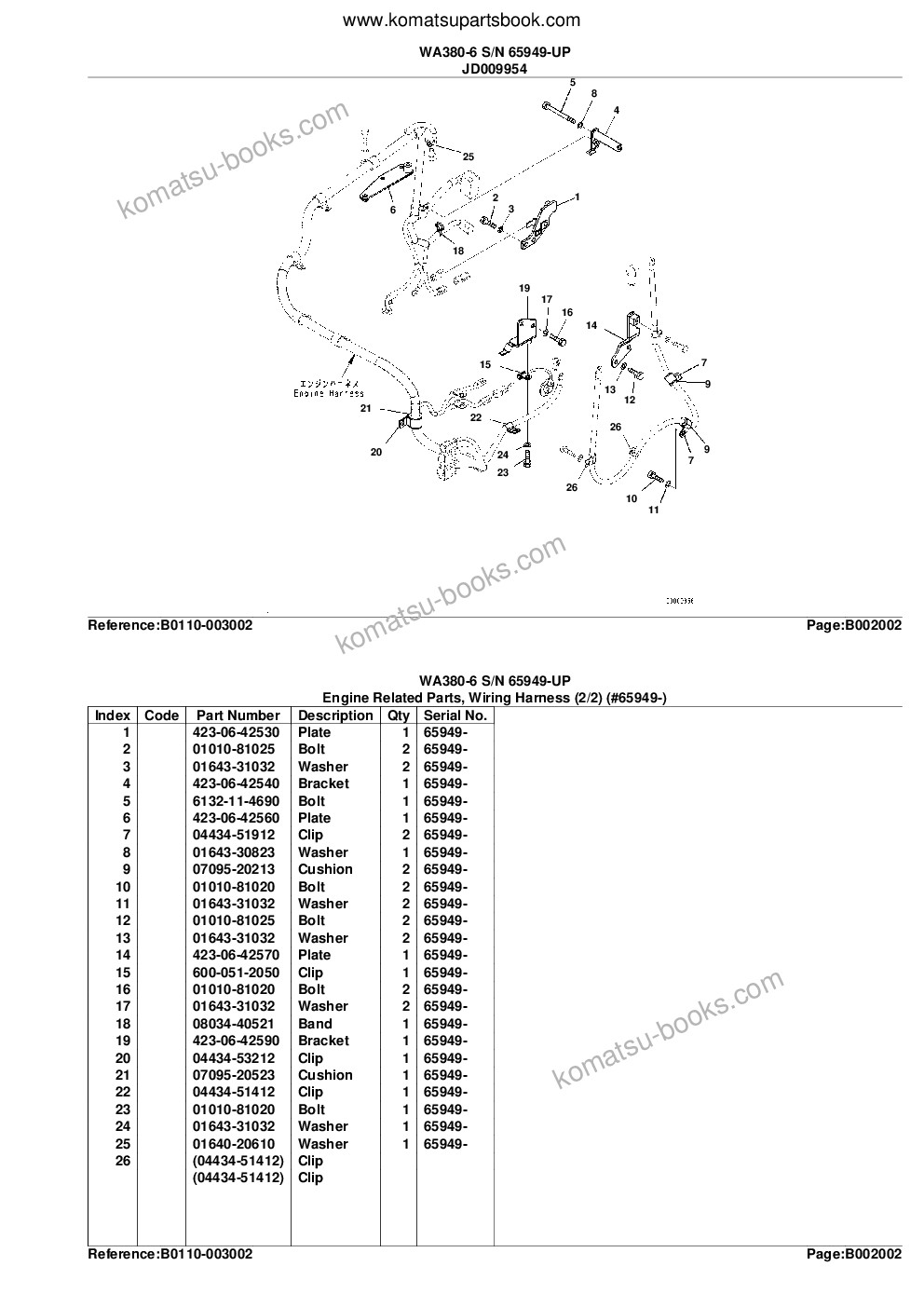 Komatsu wa380-6 s/n 65949-up eu standard machine Catalogue de pièces couverture Page 8
