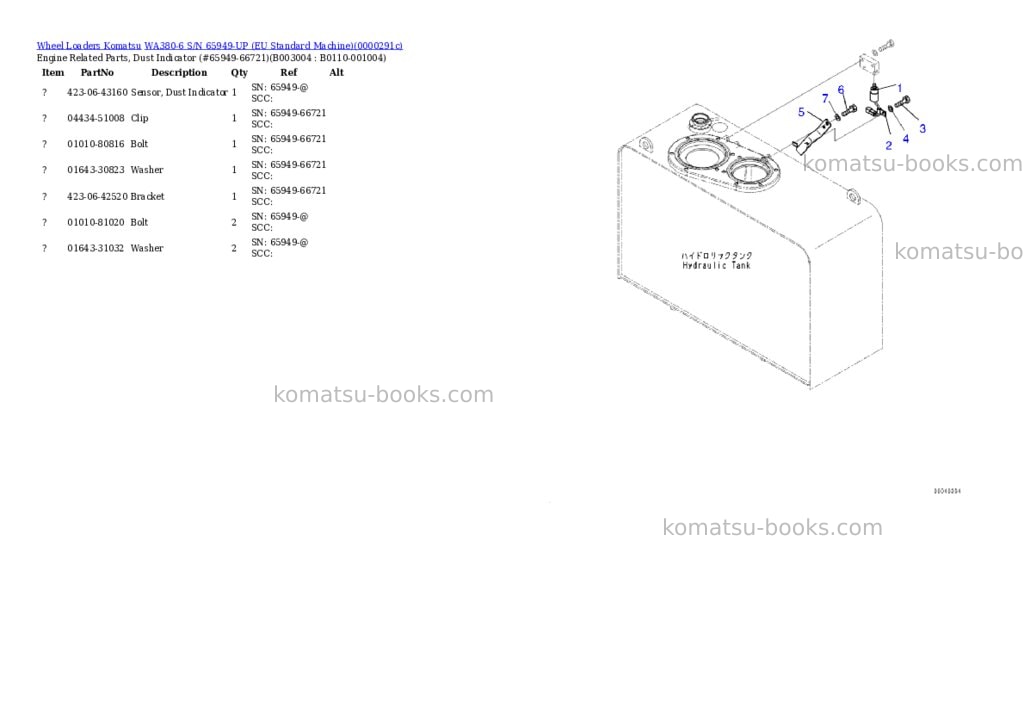 Komatsu WA380-6 S/N 65949-UP (EU Standard Machine) Parts catalog cover Page 10