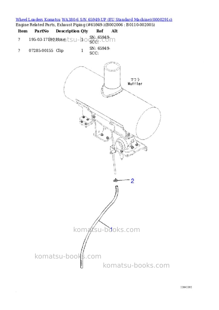Komatsu WA380-6 S/N 65949-UP (EU Standard Machine) Parts catalog cover Page 6