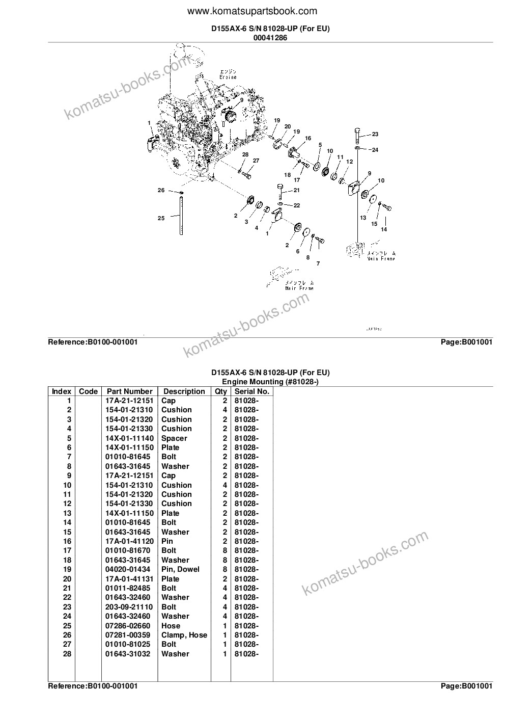Komatsu D155AX-6 S/N 81028-UP (For EU) Parts catalog cover Page 4 Komatsu D155AX-6 S/N 81028-UP (For EU) Parts catalog cover Page 4
