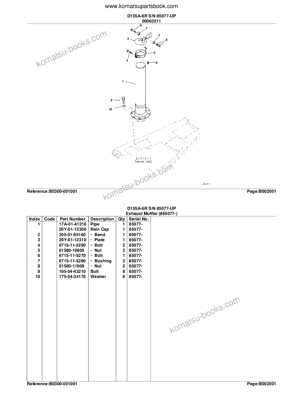 Komatsu d155a-6r s/n 85077-up Parts catalog cover Page 6