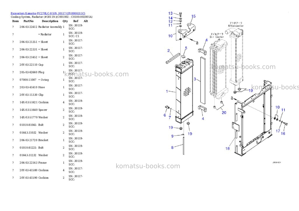 Komatsu pc270lc-8 s/n 30117-up Parts catalog cover Page 8 Komatsu pc270lc-8 s/n 30117-up Parts catalog cover Page 8
