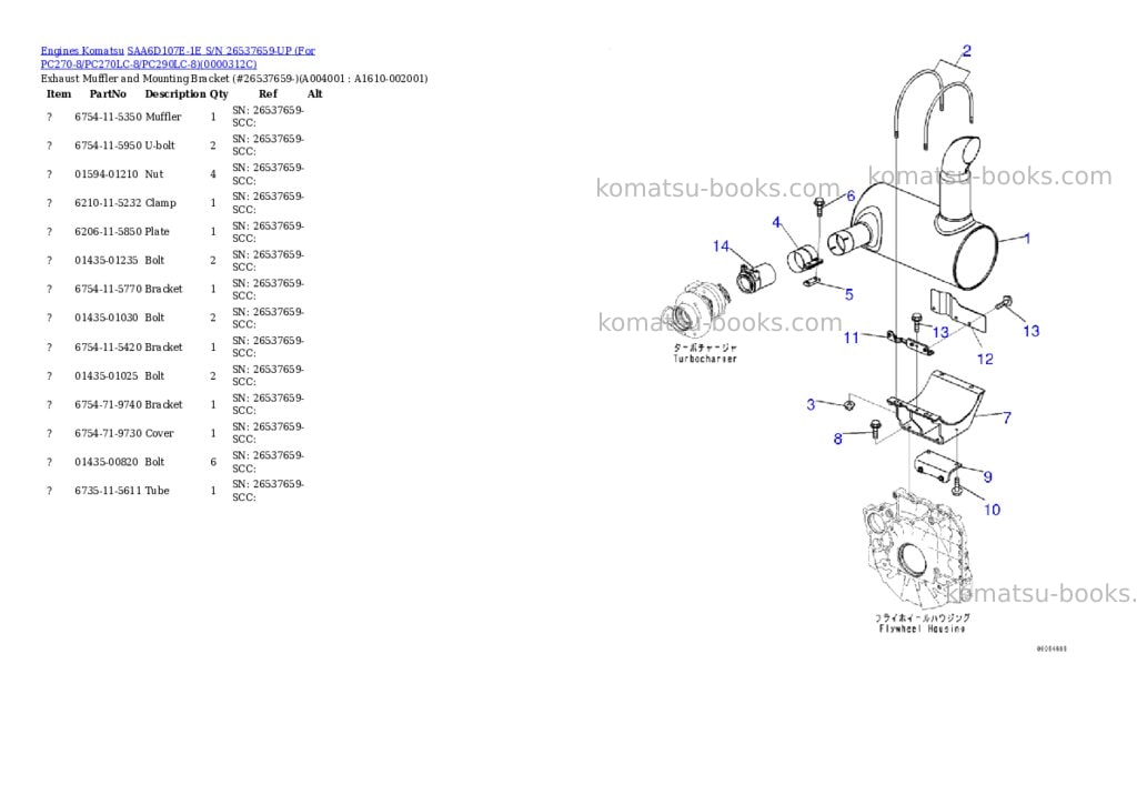 Komatsu saa6d107e-1e s/n 26500048-up standard machine Parts catalog cover Page 3