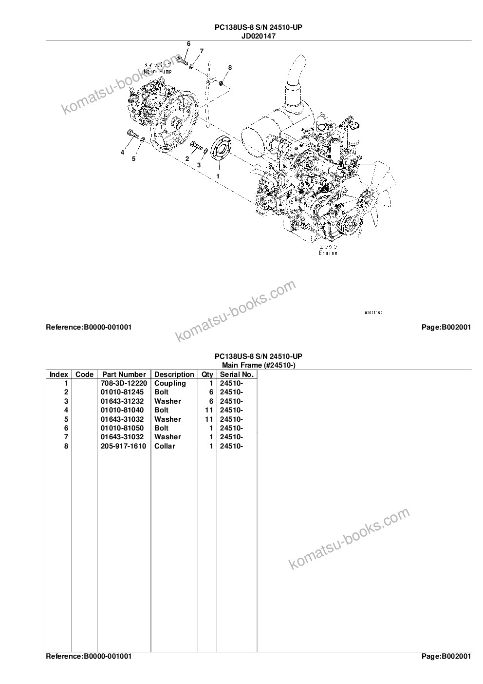 Komatsu pc138us-8 s/n 24510-up Parts catalog cover Page 7