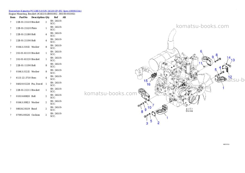 Komatsu PC138US-8 S/N 24510-UP (EU Spec.) Parts catalog cover