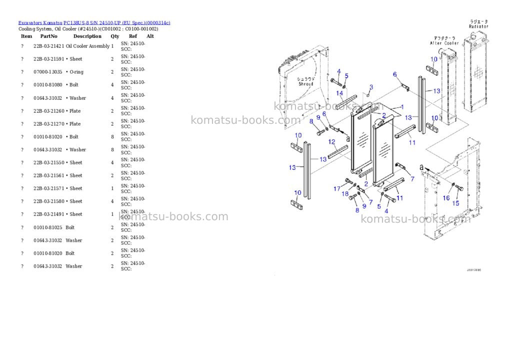 Komatsu PC138US-8 S/N 24510-UP (EU Spec.) Parts catalog cover Page 5