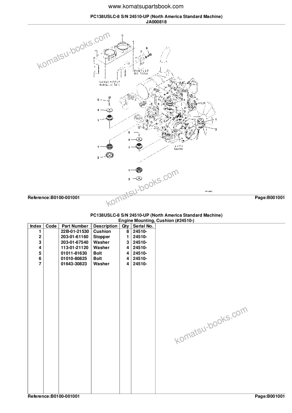 Komatsu pc138uslc-8 s/n 24510-up north america standard machine Parts catalog cover Page 4