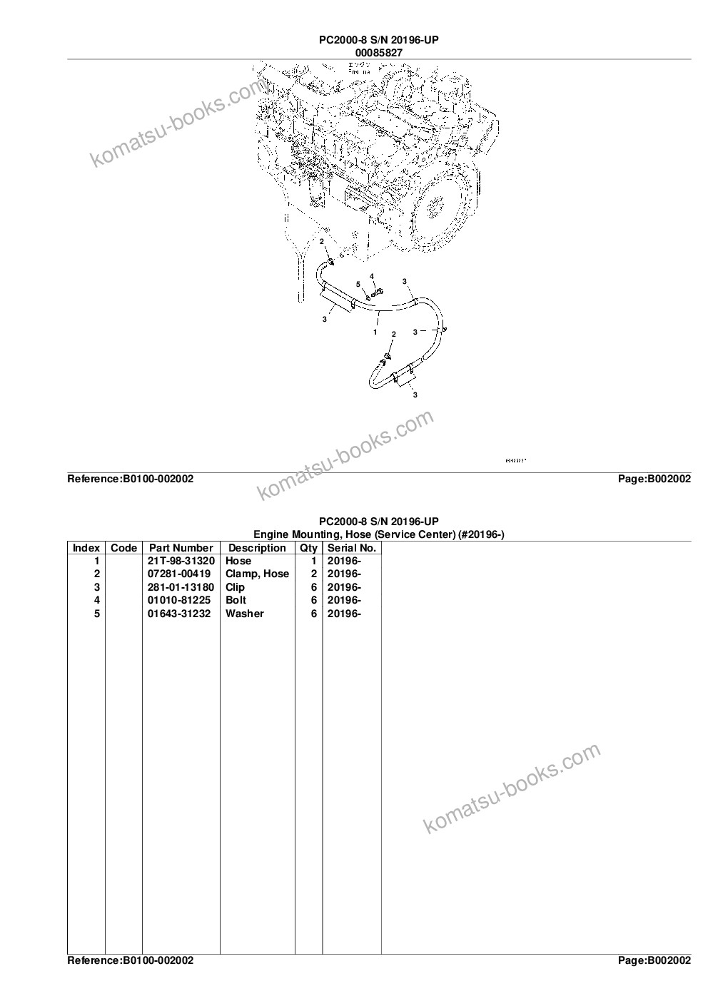 Komatsu pc2000-8 s/n 20196-up Parts catalog cover Page 8
