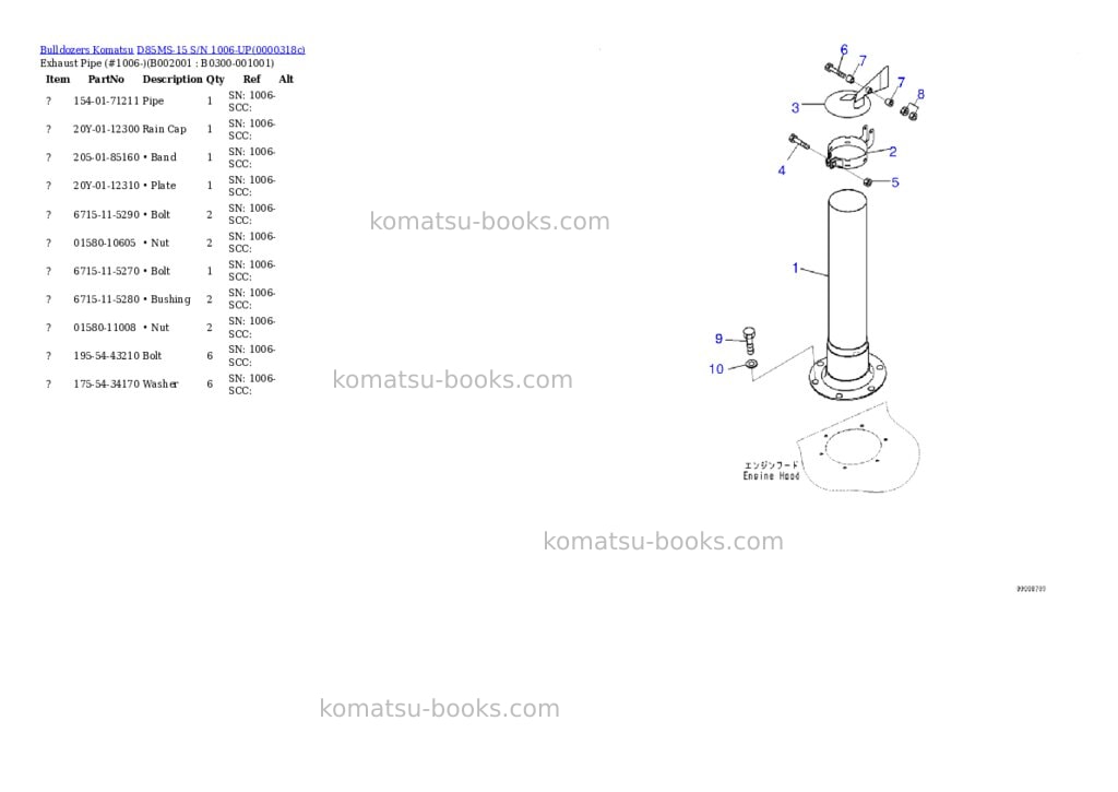 Komatsu d85ms-15 s/n 1006-up Parts catalog cover Komatsu d85ms-15 s/n 1006-up Parts catalog cover