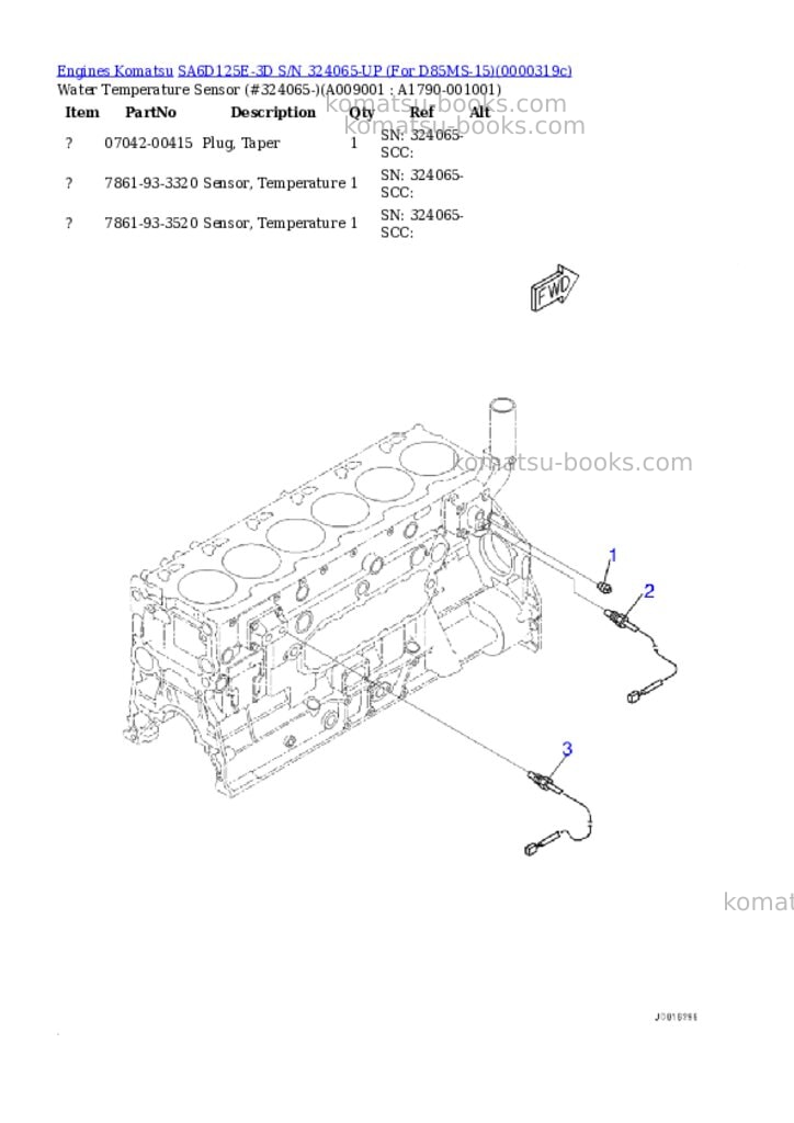 Komatsu sa6d125e-3d s/n 324065-up for d85ms-15 Parts catalog cover Page 10