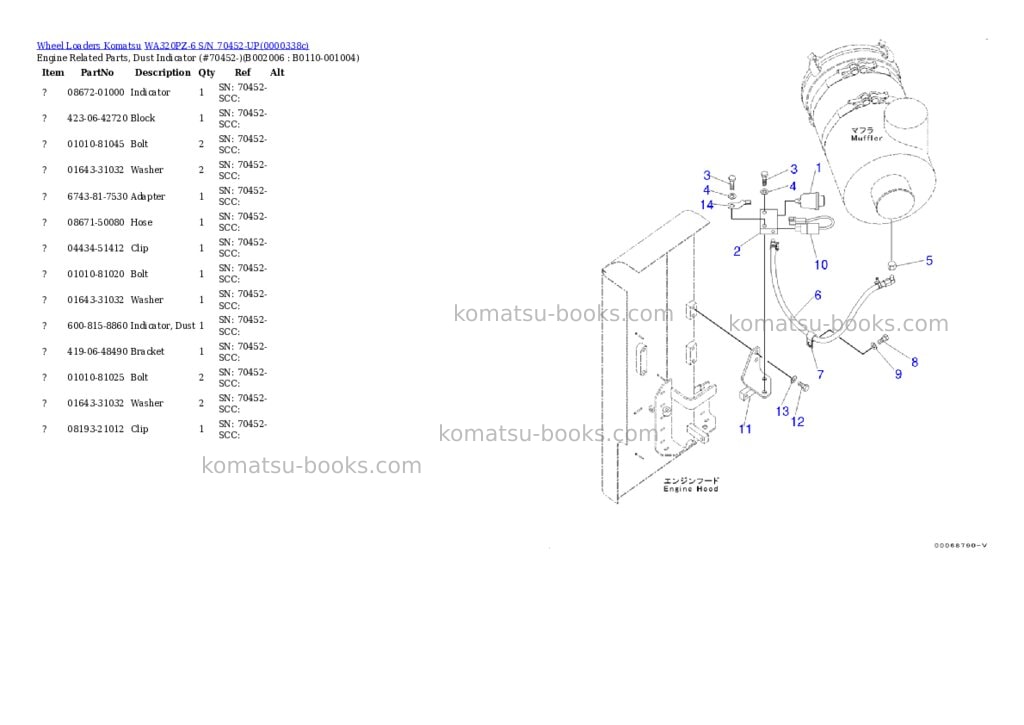 Komatsu wa320pz-6 s/n 70452-up for north america Parts catalog cover Komatsu wa320pz-6 s/n 70452-up for north america Parts catalog cover