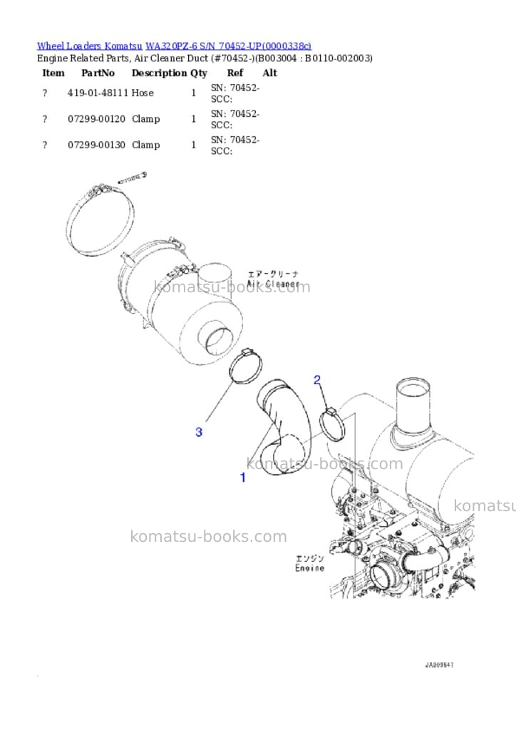 Komatsu wa320pz-6 s/n 70452-up for north america Parts catalog cover Page 5 Komatsu wa320pz-6 s/n 70452-up for north america Parts catalog cover Page 5