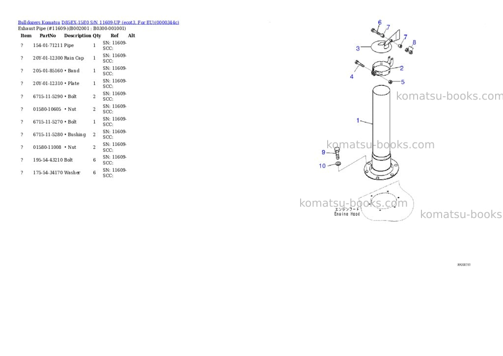 Komatsu d85ex-15e0 s/n 11609-up ecot3, for eu Parts catalog cover