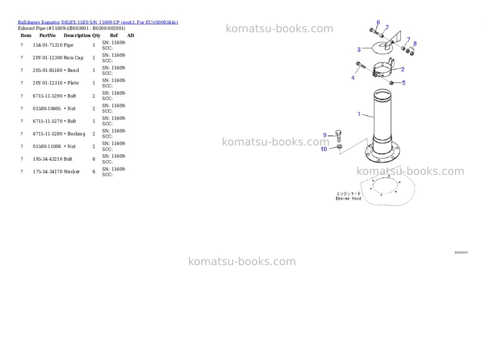 Komatsu d85ex-15e0 s/n 11609-up ecot3, for eu Parts catalog cover Page 2