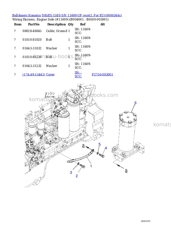 Komatsu d85ex-15e0 s/n 11609-up ecot3, for eu Parts catalog cover Page 3