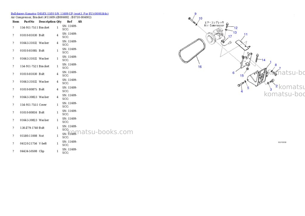 Komatsu d85ex-15e0 s/n 11609-up ecot3, for eu Parts catalog cover Page 6