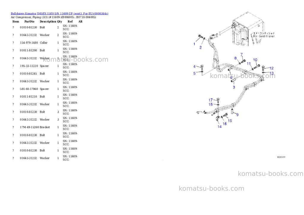 Komatsu d85ex-15e0 s/n 11609-up ecot3, for eu Parts catalog cover Page 9
