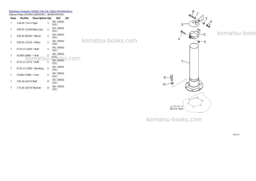 Komatsu d85ex-15r s/n 20003-up Parts catalog cover