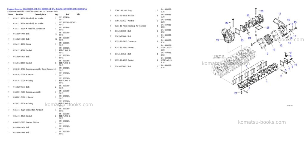 Komatsu saa6d125e-5cr s/n 660089-up for d85ex-15r/d85px-15r Parts catalog cover