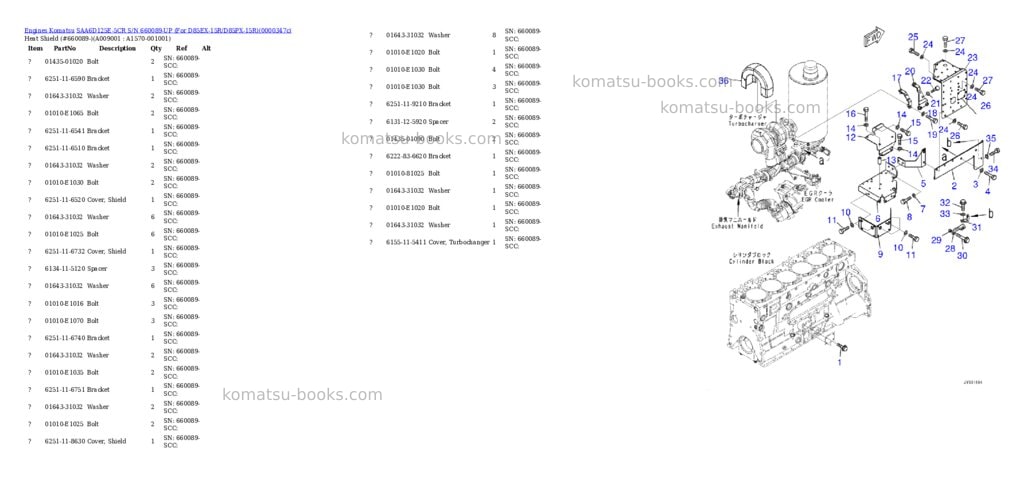 Komatsu saa6d125e-5cr s/n 660089-up for d85ex-15r/d85px-15r Parts catalog cover Page 9