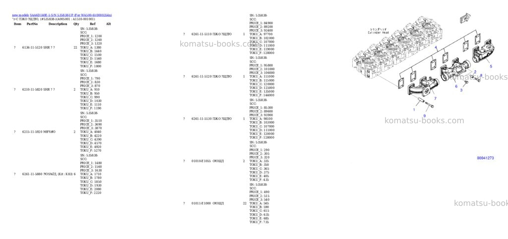 Komatsu SAA6D140E-5 S/N 535838-UP (For WA500-6) Parts catalog cover Page 7