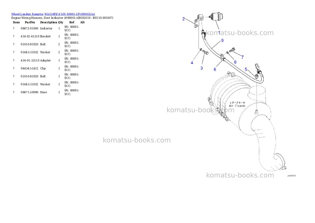 Komatsu wa150pz-6 s/n 80001-up Parts catalog cover Page 10