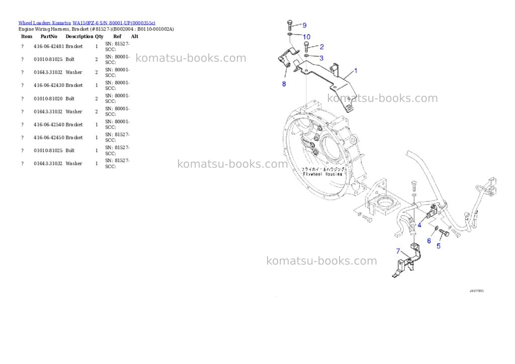 Komatsu wa150pz-6 s/n 80001-up Parts catalog cover Page 4