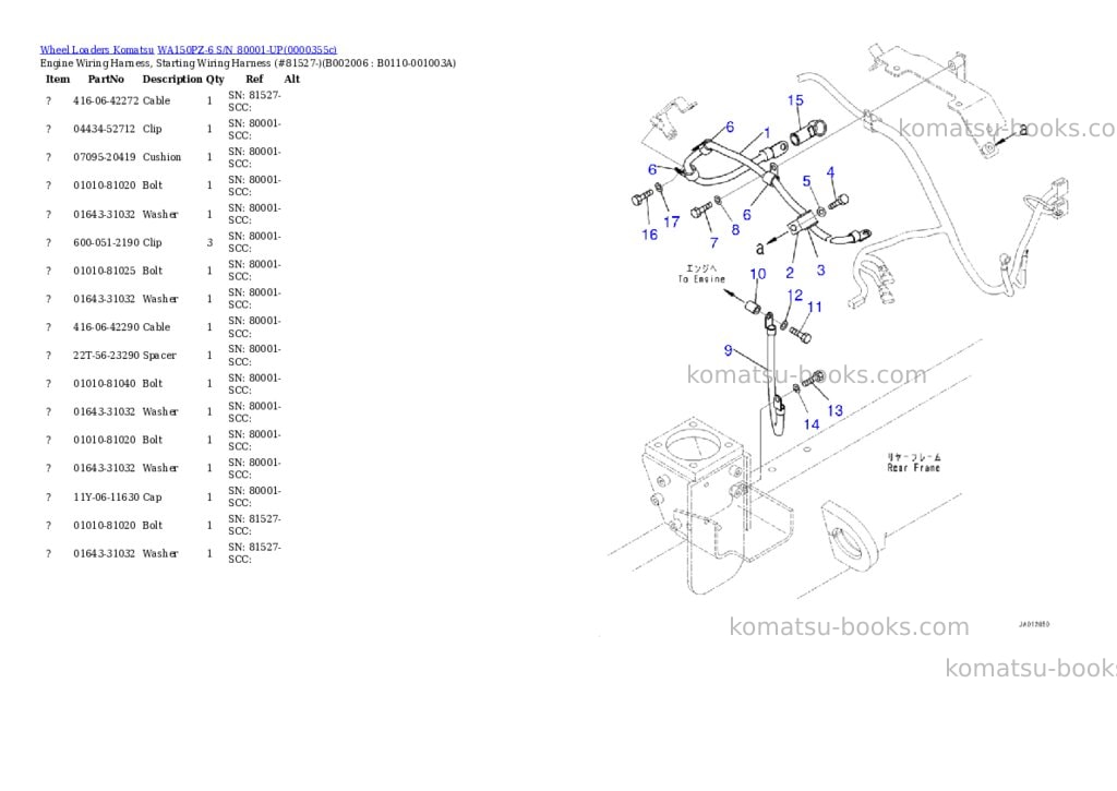 Komatsu wa150pz-6 s/n 80001-up Parts catalog cover Page 6
