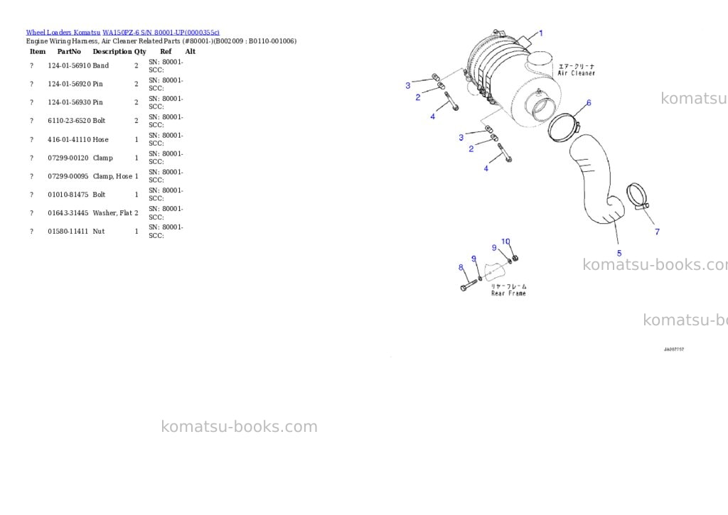 Komatsu wa150pz-6 s/n 80001-up Parts catalog cover Page 9