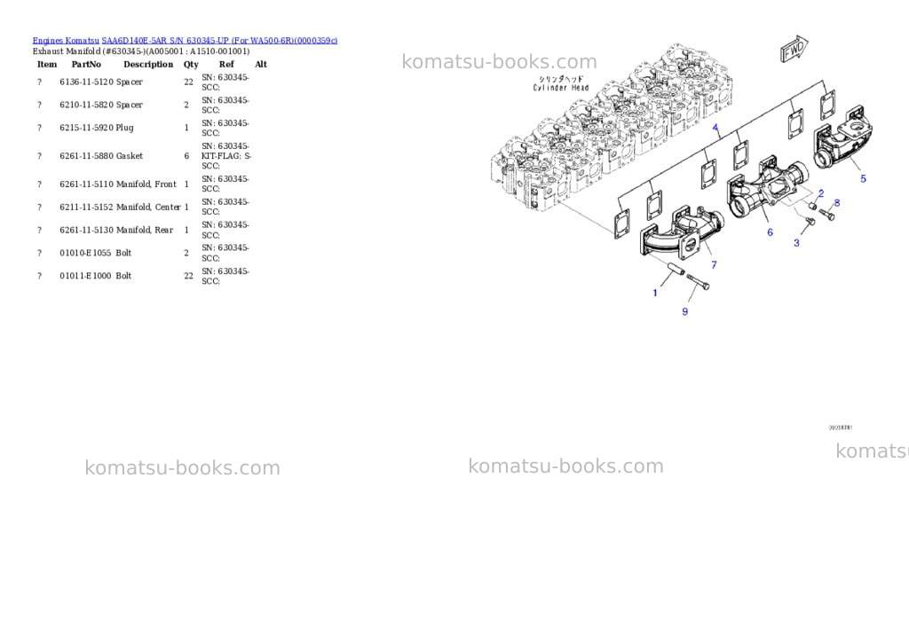 Komatsu saa6d140e-5ar s/n 630345-up for wa500-6r Parts catalog cover Page 4