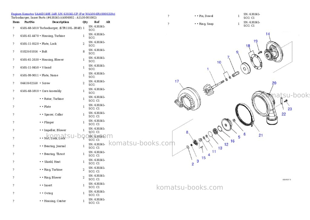 Komatsu saa6d140e-5ar s/n 630345-up for wa500-6r Parts catalog cover Page 6