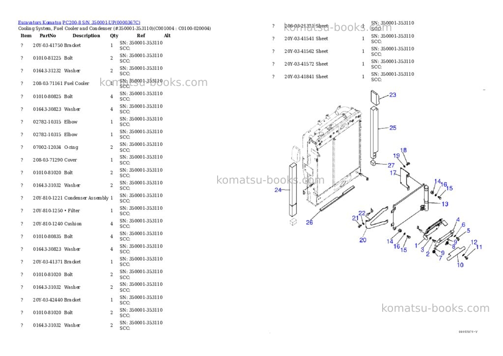 Komatsu pc200-8 s/n 350001-up Parts catalog cover Page 8 Komatsu pc200-8 s/n 350001-up Parts catalog cover Page 8