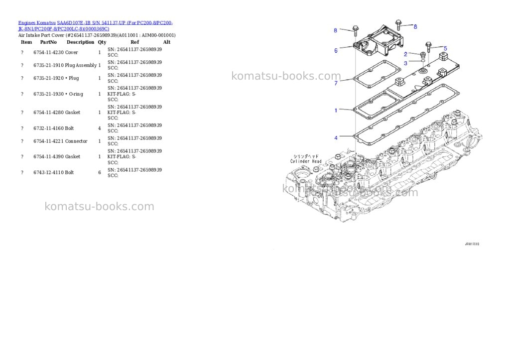 Komatsu saa6d107e-1b s/n 26555744-up for pc200-8/pc200-8q1/pc200-jk-8n1/pc200lc-8/pc200lc-8n1/pc200lc-8q1 Parts catalog cover Page 10 Komatsu saa6d107e-1b s/n 26555744-up for pc200-8/pc200-8q1/pc200-jk-8n1/pc200lc-8/pc200lc-8n1/pc200lc-8q1 Parts catalog cover Page 10
