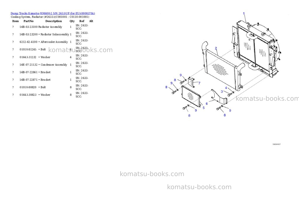 Komatsu HM400-2 S/N 2633-UP (for EU) Parts catalog cover Page 9