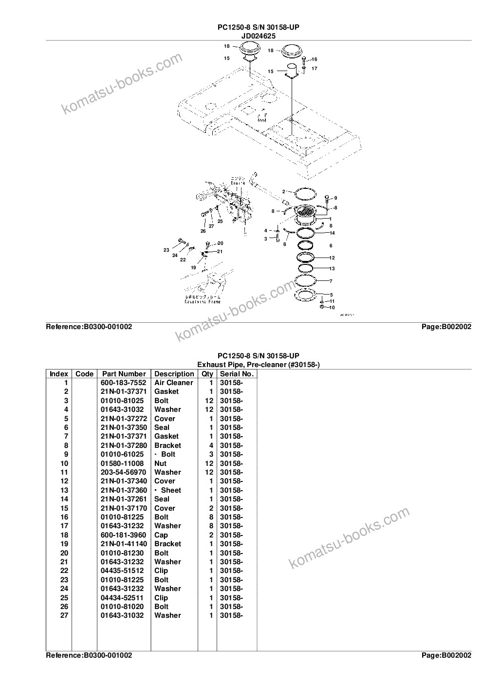 Komatsu pc1250-8 s/n 30158-up Parts catalog cover Page 7