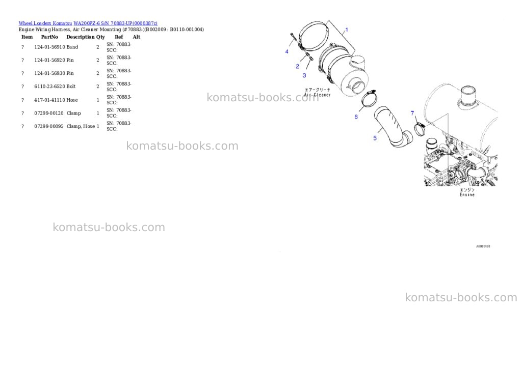 Komatsu wa200pz-6 s/n 70883-up Parts catalog cover Page 9