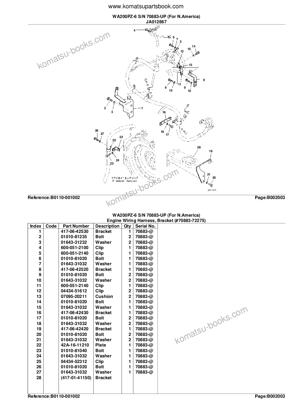 Komatsu WA200PZ-6 S/N 70883-UP (For N.America) Parts catalog cover Page 10 Komatsu WA200PZ-6 S/N 70883-UP (For N.America) Parts catalog cover Page 10